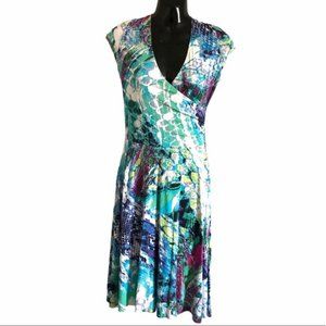 JOSEPH RIBKOFF wrap dress blue abstract print